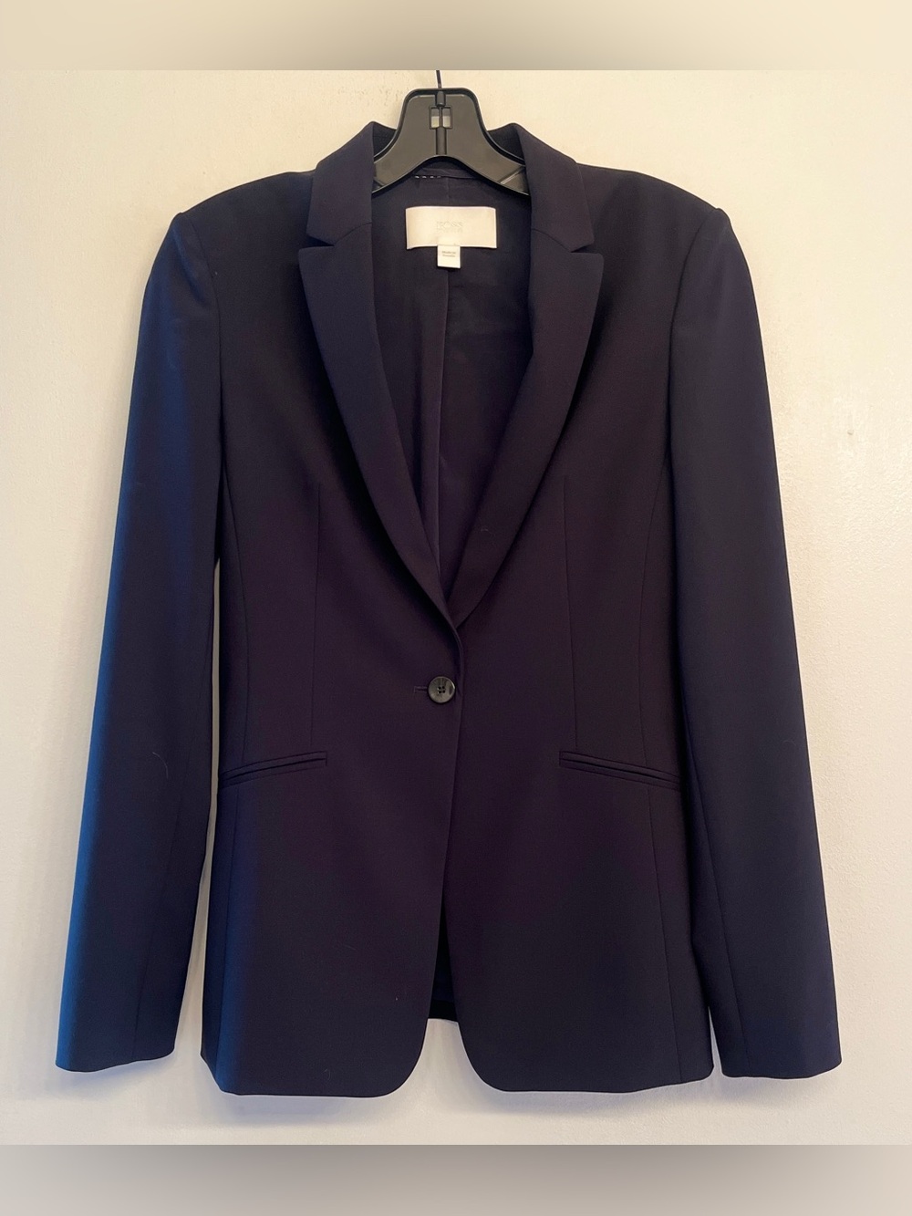 Hugo Boss "Jabina" Virgin Wool Career Navy Blazer Office Tailored size 2